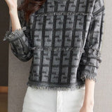 Elegant Round Neck Tassel Texture Pullover Sweater - liwisi