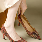 Exquisite and Elegant Houndstooth High-Heeled Shoes - liwisi