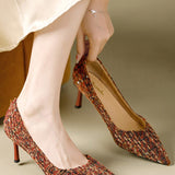Exquisite and Elegant Houndstooth High-Heeled Shoes - liwisi