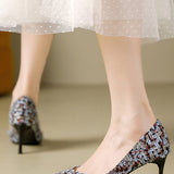 Exquisite and Elegant Houndstooth High-Heeled Shoes - liwisi