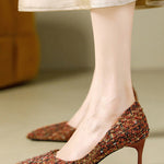 Exquisite and Elegant Houndstooth High-Heeled Shoes - liwisi