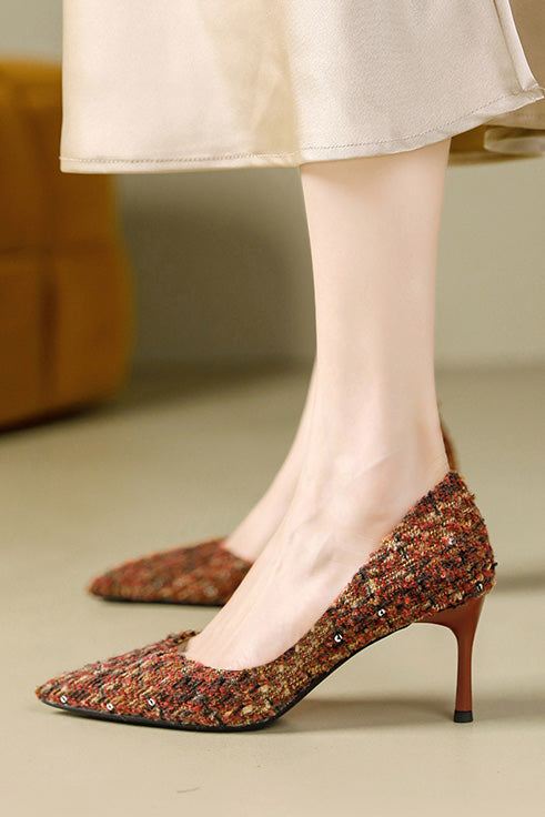 Exquisite and Elegant Houndstooth High-Heeled Shoes - liwisi