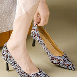 Exquisite and Elegant Houndstooth High-Heeled Shoes - liwisi