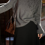 Exquisite Three-Dimensional Flower Turtleneck Knitted Sweater - liwisi