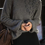 Exquisite Three-Dimensional Flower Turtleneck Knitted Sweater - liwisi