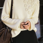 Exquisite Three-Dimensional Flower Turtleneck Knitted Sweater - liwisi