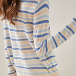 Casual Striped Round Neck Hollow Knitted Sweater - liwisi