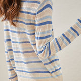 Casual Striped Round Neck Hollow Knitted Sweater - liwisi