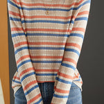 Casual Striped Round Neck Hollow Knitted Sweater - liwisi