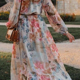 Exquisite Floral Slim-Fit Long Dress - liwisi