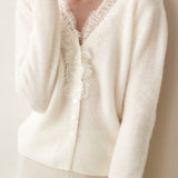 Exquisite Lace V-Neck Knitted Cardigan