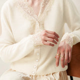 Exquisite Lace V-Neck Knitted Cardigan