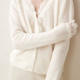 Exquisite Lace V-Neck Knitted Cardigan