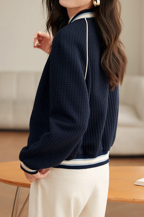 Casual Versatile Bubble Check Baseball Jacket - liwisi