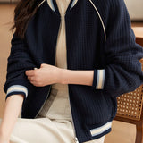 Casual Versatile Bubble Check Baseball Jacket - liwisi