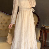 Exquisite and Elegant Date Hollow Embroidered Dress - liwisi