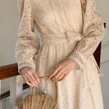 Exquisite and Elegant Date Hollow Embroidered Dress - liwisi