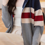 Casual Color-Blocked Loose Hooded Cardigan - liwisi
