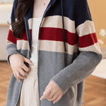 Casual Color-Blocked Loose Hooded Cardigan - liwisi