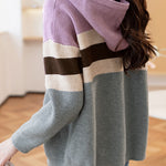 Casual Color-Blocked Loose Hooded Cardigan - liwisi