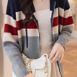 Casual Color-Blocked Loose Hooded Cardigan - liwisi