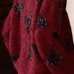 Elegant and Relaxed Yarn-Dyed Cardigan with Butterfly Sequins - liwisi