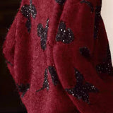 Elegant and Relaxed Yarn-Dyed Cardigan with Butterfly Sequins - liwisi