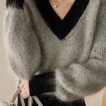Casual Office Loose V-Neck Sweater - liwisi