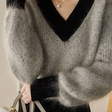 Casual Office Loose V-Neck Sweater - liwisi