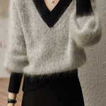 Casual Office Loose V-Neck Sweater - liwisi