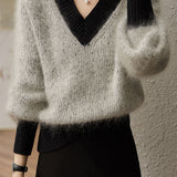 Casual Office Loose V-Neck Sweater - liwisi