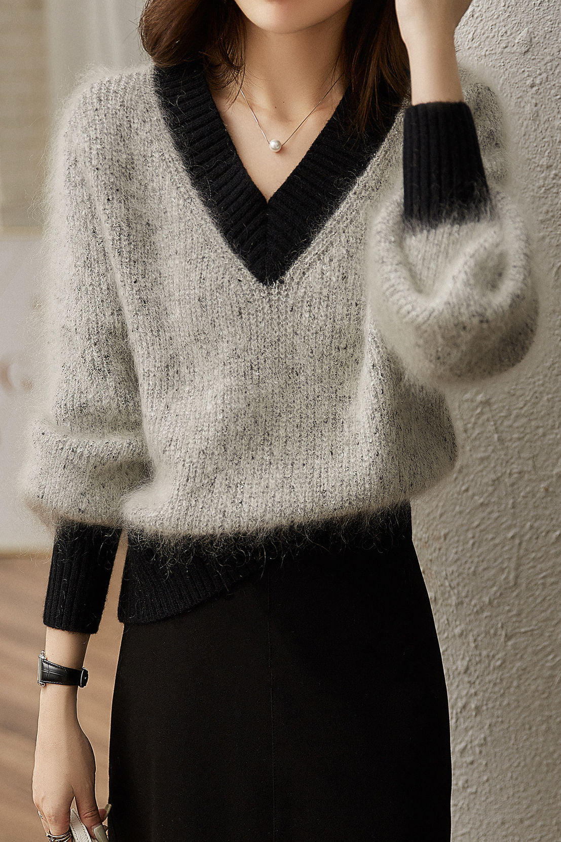Casual Office Loose V-Neck Sweater - liwisi