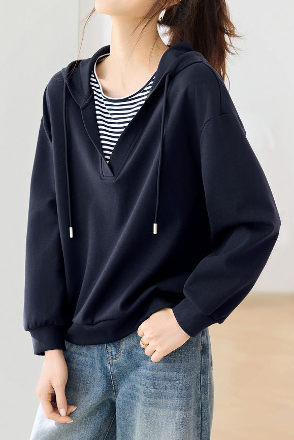 Casual Office Versatile Fake Two-Piece Sweatshirt - liwisi