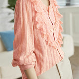 Exquisite Elegant Lace Spliced Long-Sleeve Shirt