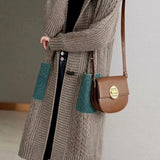Casual Loose Spliced Hooded Knitted Coat