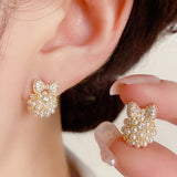 Gentle and Elegant Pearl Bow Earrings
