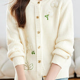 Exquisite Floral Embroidered Knitted Cardigan
