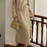 Elegant Exquisite 3D Flower V-Neck Sweater & Skirt Set