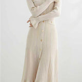 Elegant V-Neck Waist-Cinched Knitted Dress