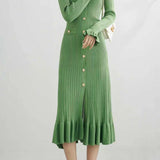 Elegant V-Neck Waist-Cinched Knitted Dress