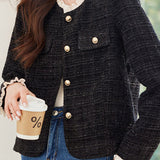 Elegant Lace Panel Round Neck Loose Coat