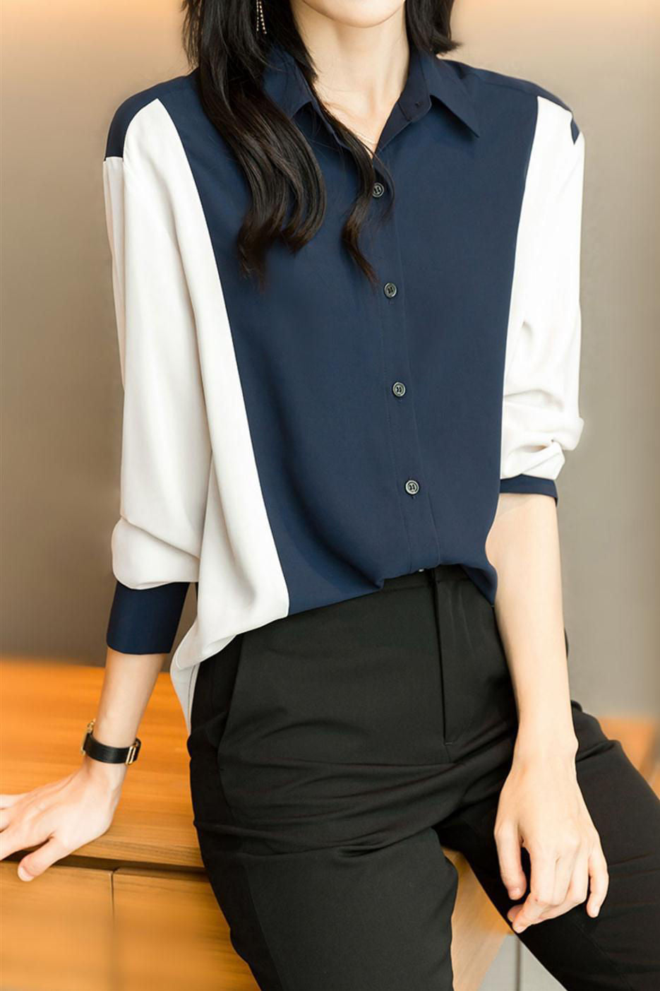 Casual Commuter Versatile Patchwork Shirt - liwisi