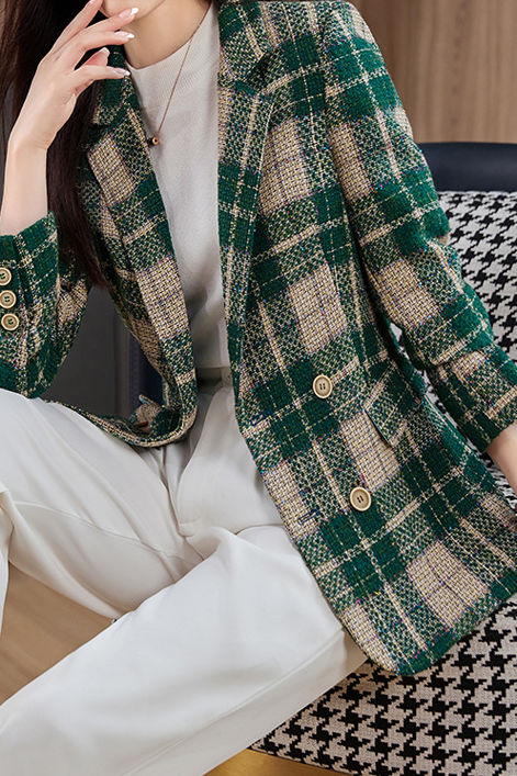 Casual Commuter Elegant Checkered Blazer - liwisi