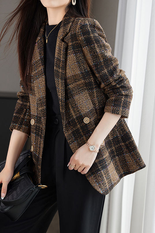 Casual Commuter Elegant Checkered Blazer - liwisi