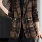 Casual Commuter Elegant Checkered Blazer - liwisi