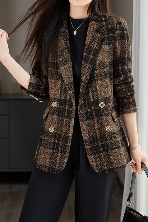 Casual Commuter Elegant Checkered Blazer - liwisi