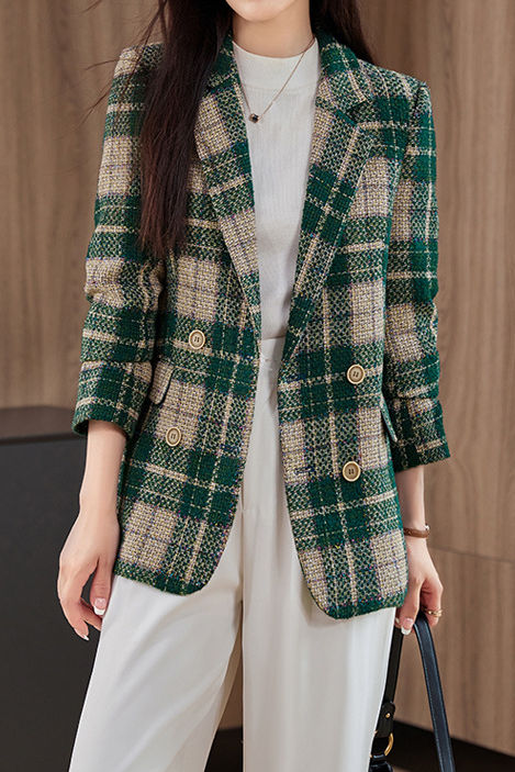 Casual Commuter Elegant Checkered Blazer - liwisi