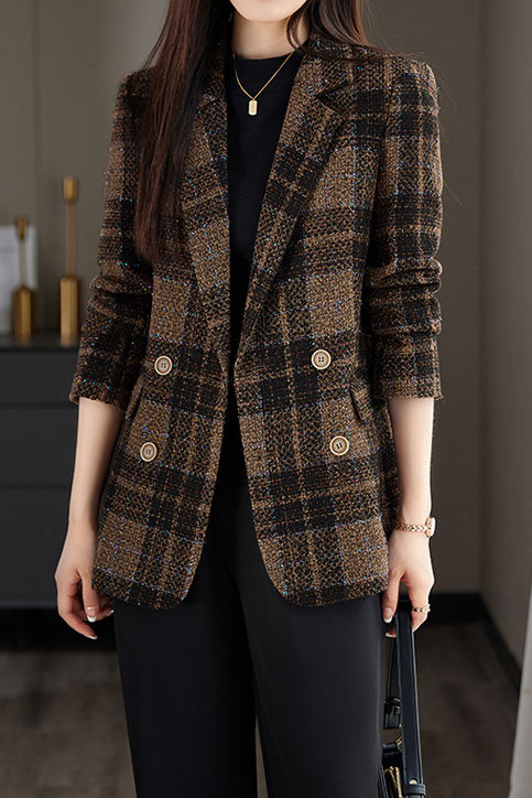Casual Commuter Elegant Checkered Blazer - liwisi