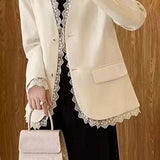 Exquisite Elegant Lace Trim Blazer - liwisi