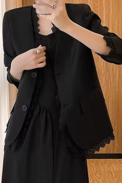 Exquisite Elegant Lace Trim Blazer - liwisi